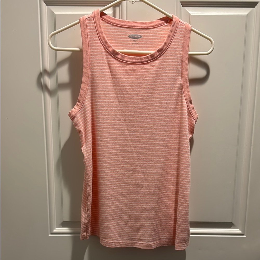 Old Navy Pink and White Striped Tank Top